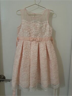Jona Michelle Blush Pink Lace Party Dress Girls Size 5 Special Occasion Dress